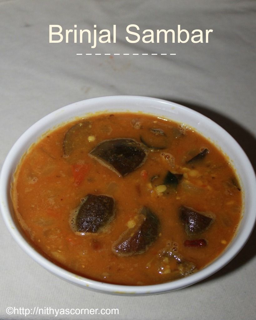 Brinjal sambar recipe, kathrikkai sambar recipe how to make brinjal sambar recipe