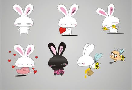 Rabbits vector graphic4all.com