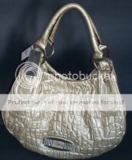 NEW GUESS TAHARI GOLD PATENT CROC HANDBAG TOTE HOBO BAG  