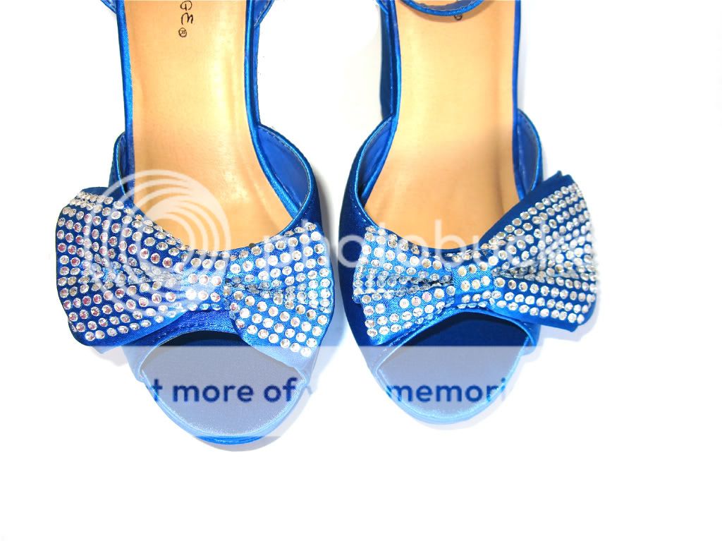   Lalana 04 Royal Blue Bow Wedge Platform Peep toe Sandals 5 10  