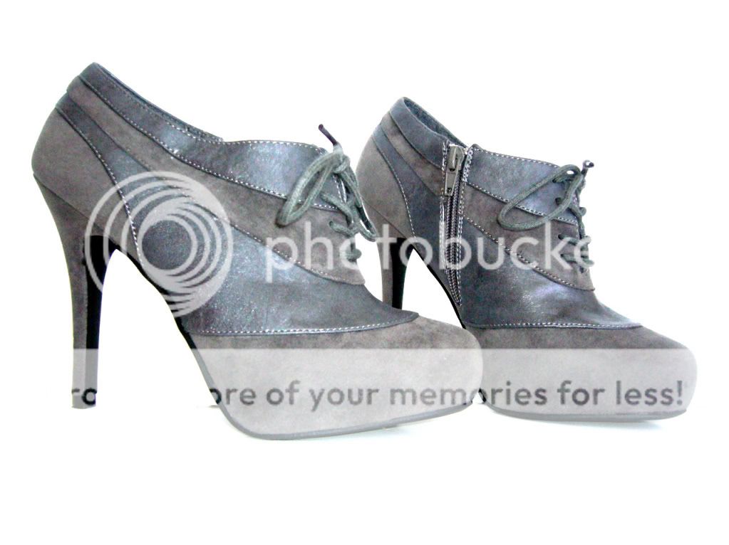 NEW Suede Lace Up Gray Dress High Heels ankle Bootie  