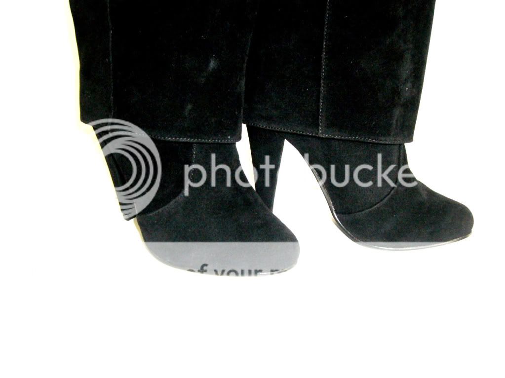 NEW Black Suede Knee Height Fold Over Closed toe Boots  