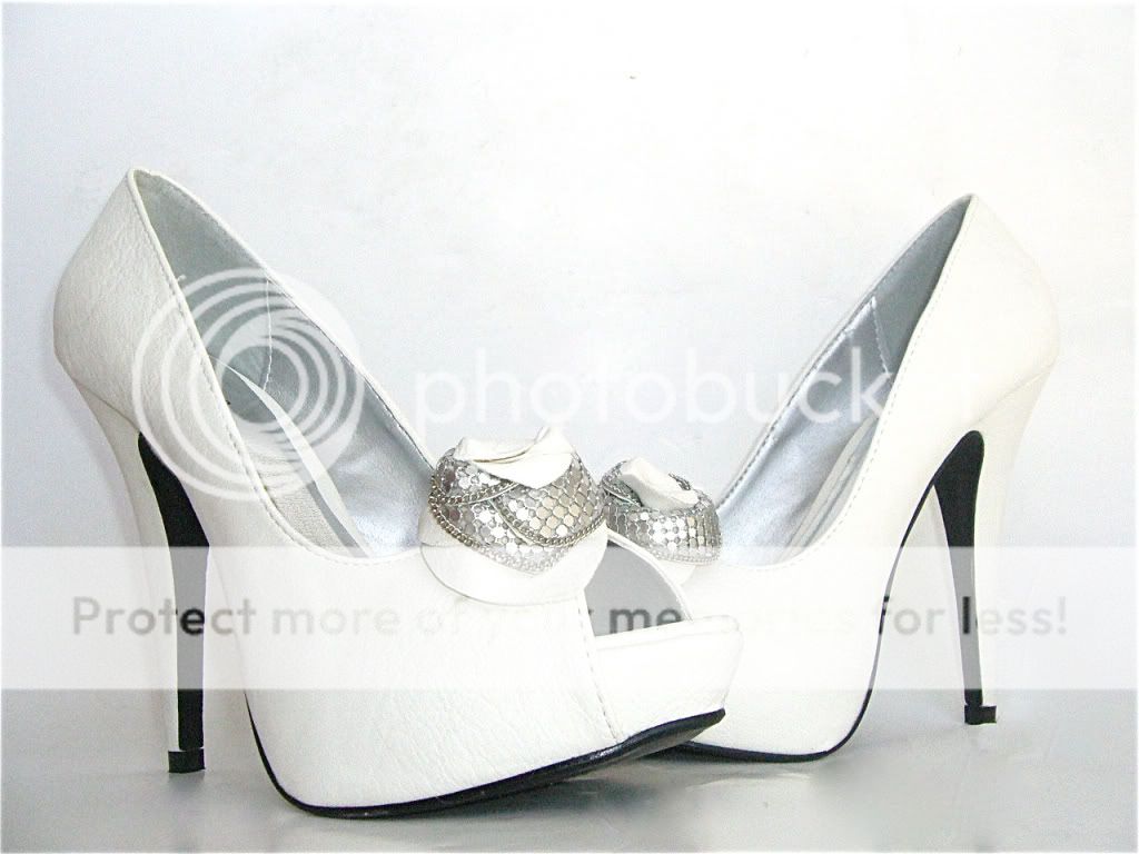 New White Peep Toe Platform Dress shoes Pumps Heels  