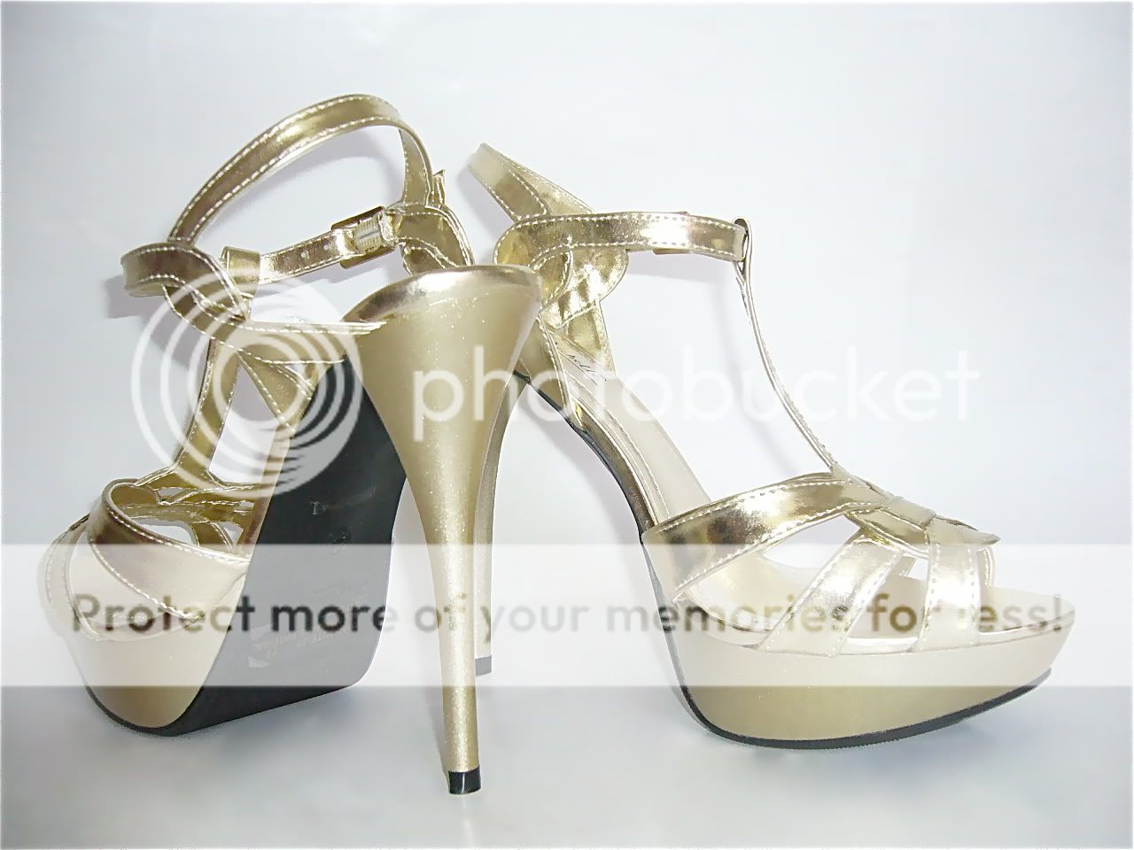 New Gold Strappy Platform Sandals Heels Dress Shoess  