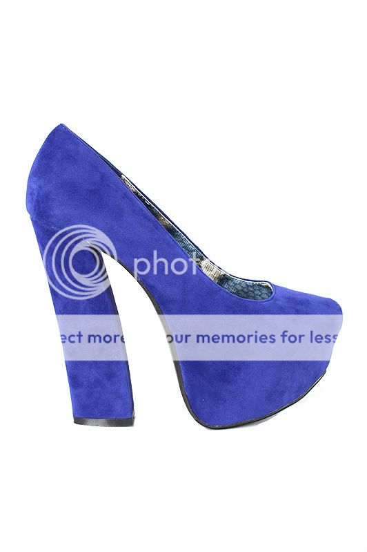 NEW Blue Fahrenheit Anne08 Velvet Platform Colsedtoe Heels Pumps Shoes 