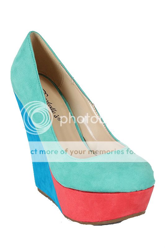 New Breckelle Cilo 08 Color block Wedge Round toe Platform Shoes Size 
