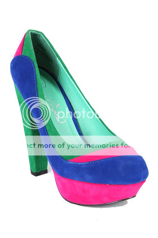 NEW Green Privileged Turbo Velvet Platform Almond Toe 5 Heel Pumps 